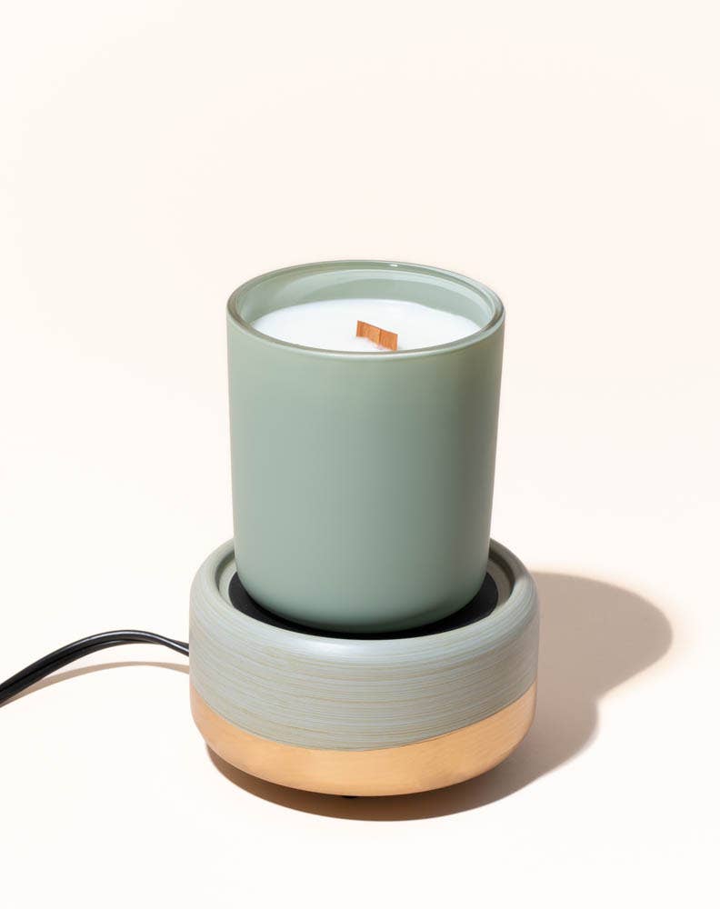 2-in-1 Matte Sage Ceramic Warmer