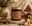 A jar of Solstice Naturals 'Gingersnap Cookie' scented beewax candle is displayed on a stone coaster, surrounded by ginger roots, cinnamon sticks, cloves, cookies, and a gingerbread house in a warm, cozy setting.
