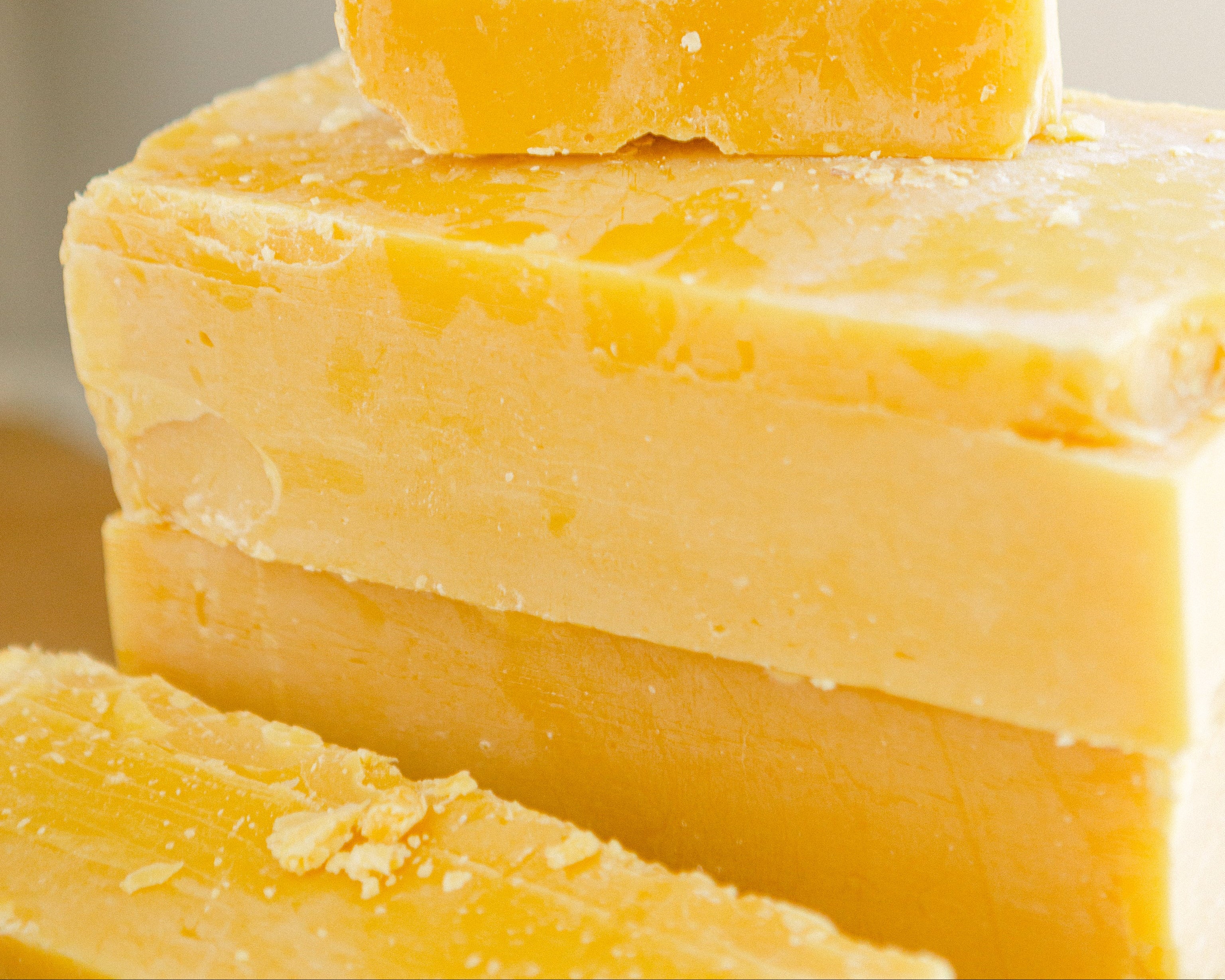 Stack of pure beeswax blocks